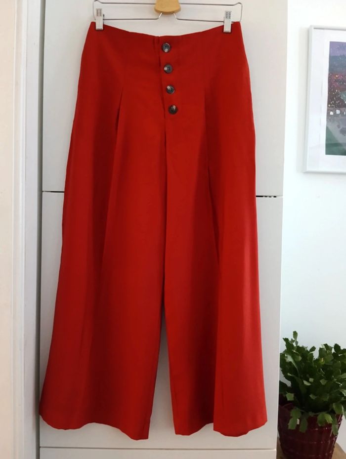 Pantalon souple jambes larges longueur 3/4 Nina Kalio taille 38 - photo numéro 2
