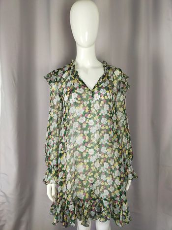 Robe fleurie Maje – Taille 1 – Voile fluide et dorures
