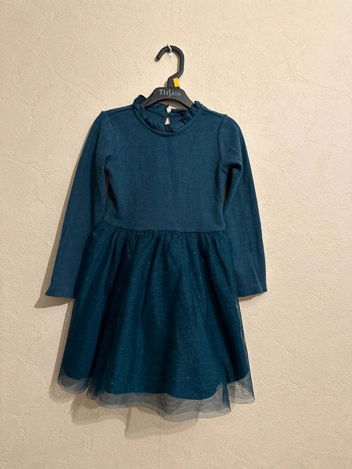 Robe ballerine bleue manches longues fille 5 ans Okaïdi