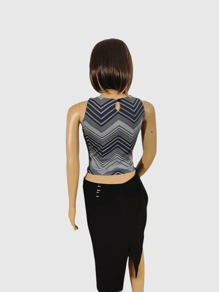Débardeur noir à motif zigzag - Taille M - photo numéro 4