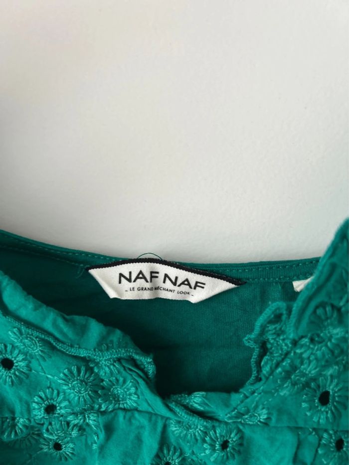 Débardeur fines bretelles romantique vert avec broderie anglaise Naf Naf - photo numéro 6