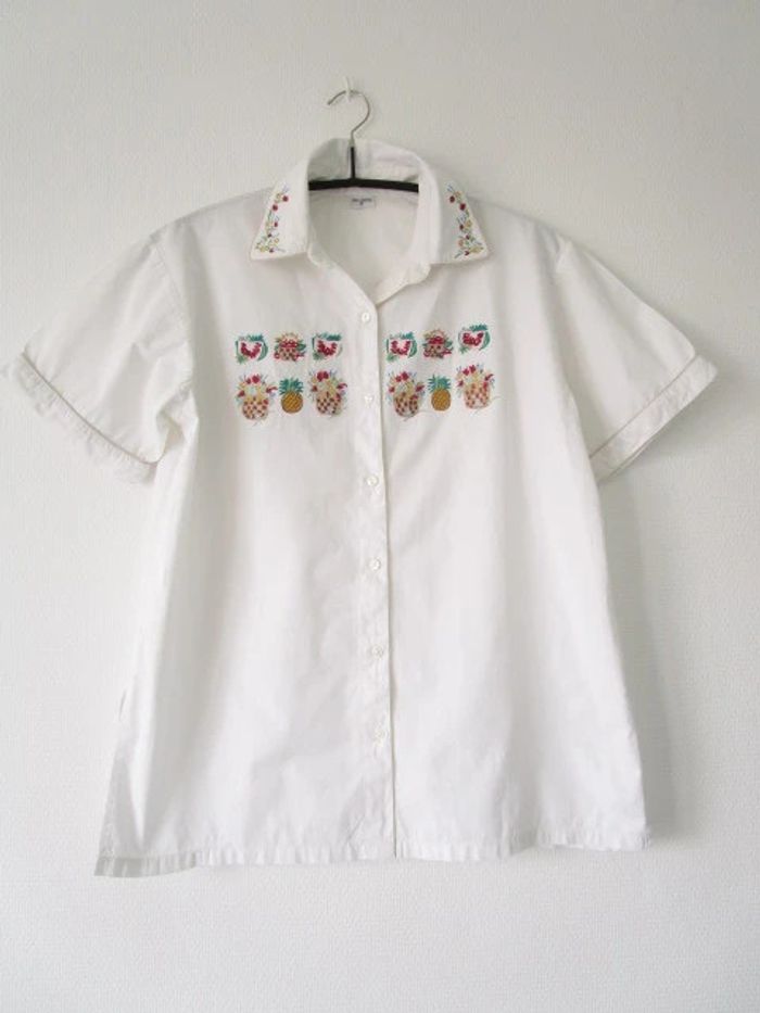 Chemise vintage fruits et fleurs 46 TBE - photo numéro 10