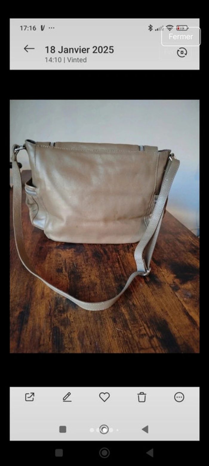 Sac fourre tout Cuir de vachette Vintage Dressing - photo numéro 2