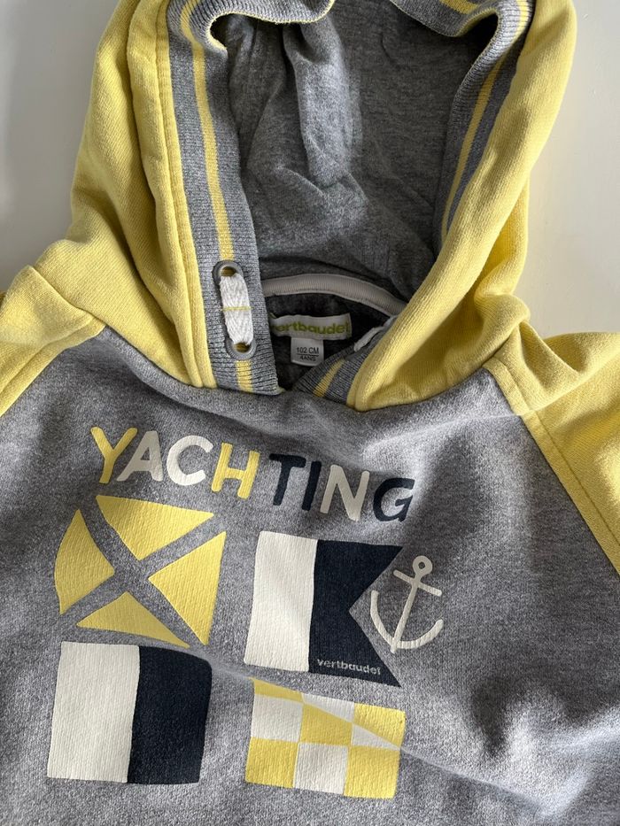 Sweat à capuche jaune/gris Yachting 4 ans - photo numéro 2