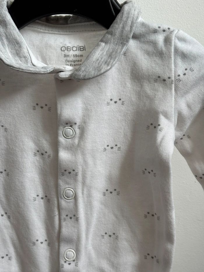 Lot 5 bodies blancs/gris manches longues mixte 3 mois - photo numéro 3