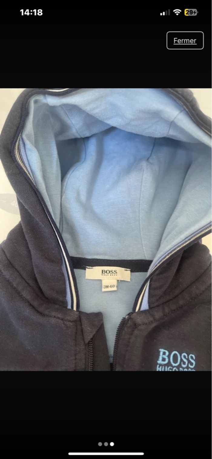 Veste a capuche hugo boss baby. 3 mois - photo numéro 3
