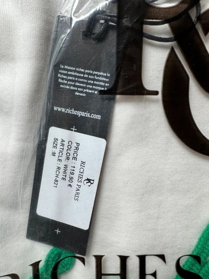 👕 T-shirt Riches Paris Blanc – Logo Corde Vert - photo numéro 3