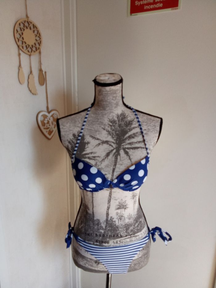 maillots de bain 2 pièces femme, marine, bleu, blanc, taille S ou 36,38 - photo numéro 6