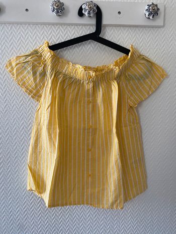 Blouse rayée jaune et blanche épaules dénudées Primark S
