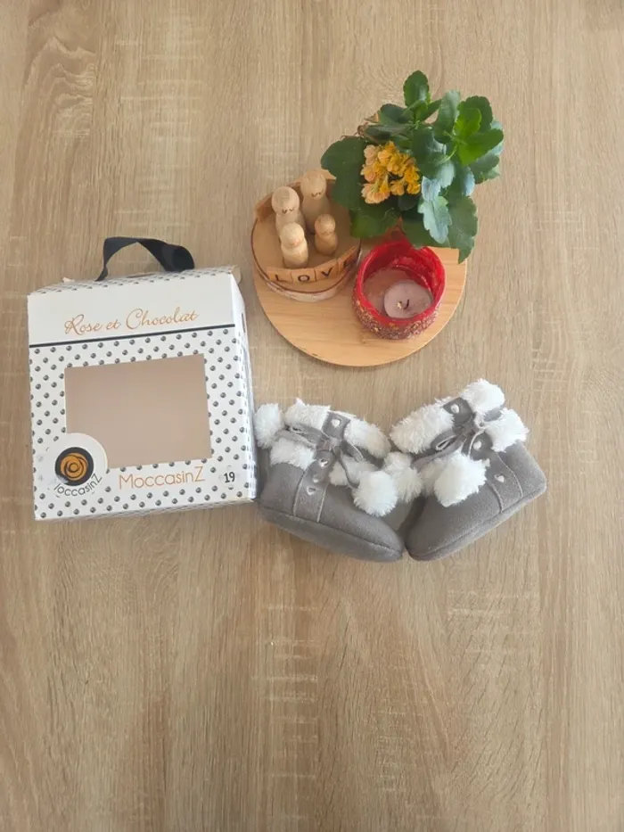 Chaussons 19 rose et chocolat