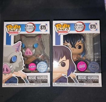Lot 2 Figurines Funko Pop / Inosuke Hashibira N°875 / Demon Slayer / Flocked Funko Spécial édition (