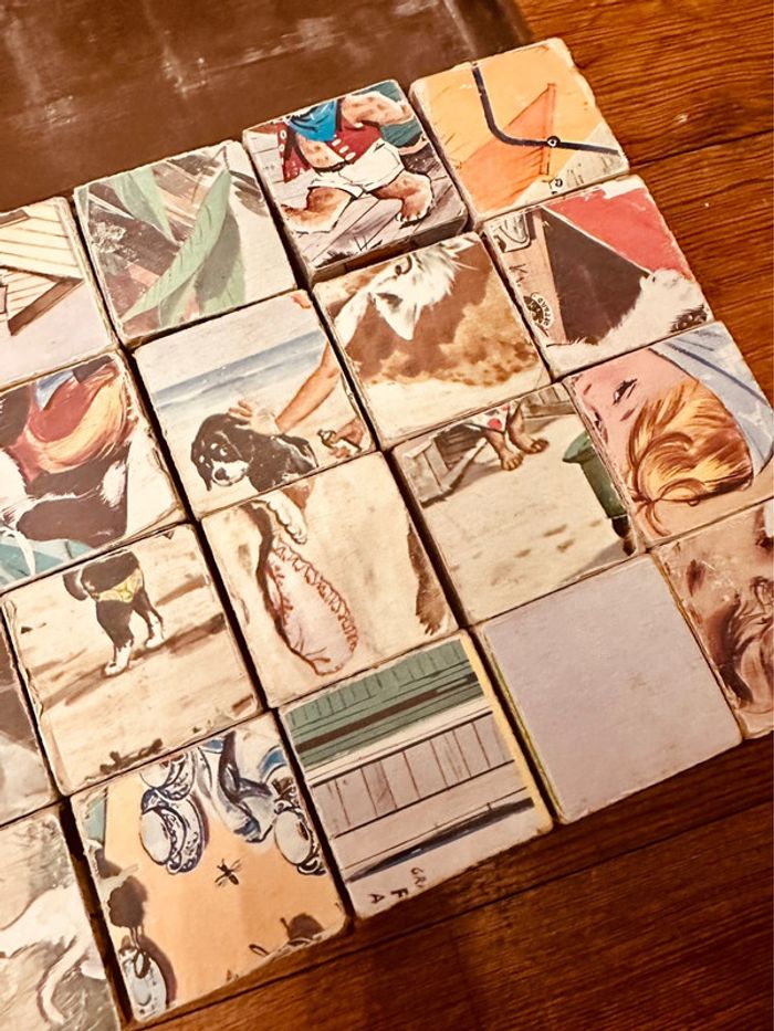 RARE Coffret bois de 24 cubes vintage des Albums Aventures de Caroline Pierre Probst Hachette - photo numéro 5