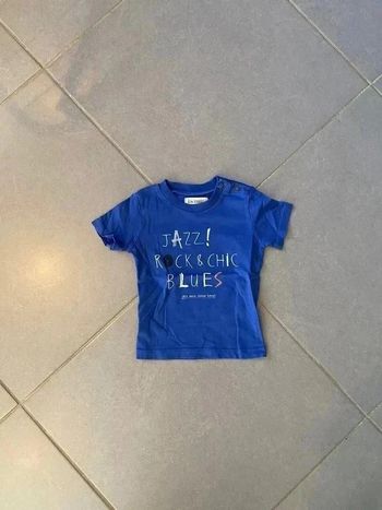 T-shirt Bleu Marine avec sérigraphie "Jazz ! Rock - Jean Bourget - Manches Courtes - 18 mois