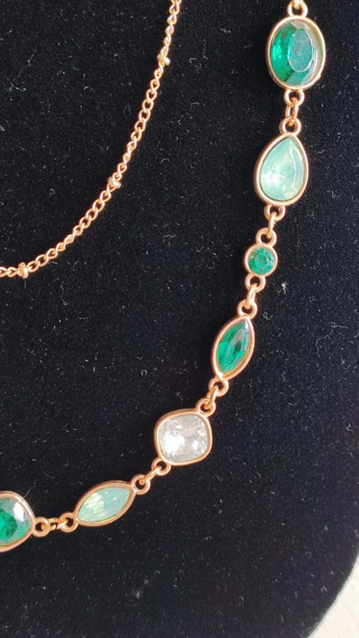 Collier strass vert double rang - photo numéro 4
