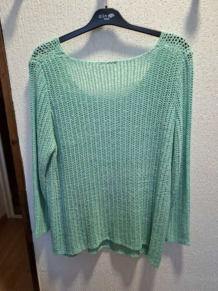 Joli pull femme ajouré XL couleur menthe très bon état - photo numéro 3