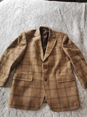 Veste marron à gros carreaux vintage en laine Ormezzano