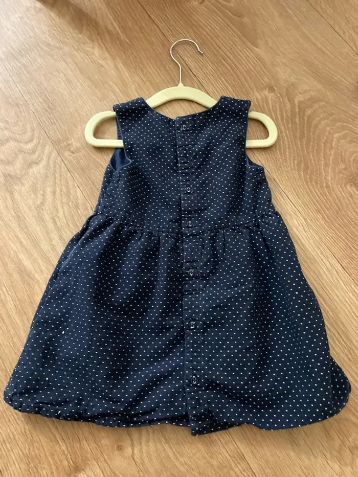 Robe à pois bleu marine et blanche Kiabi 18mois - photo numéro 3