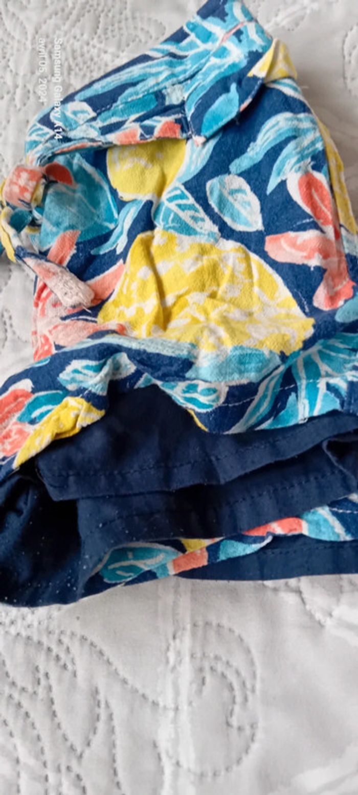 Short en lin motif floral fille 8 ans - photo numéro 12