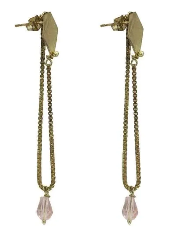 Boucles d'oreilles pendantes Rairo en laiton et perles de verre fabriquées en Inde