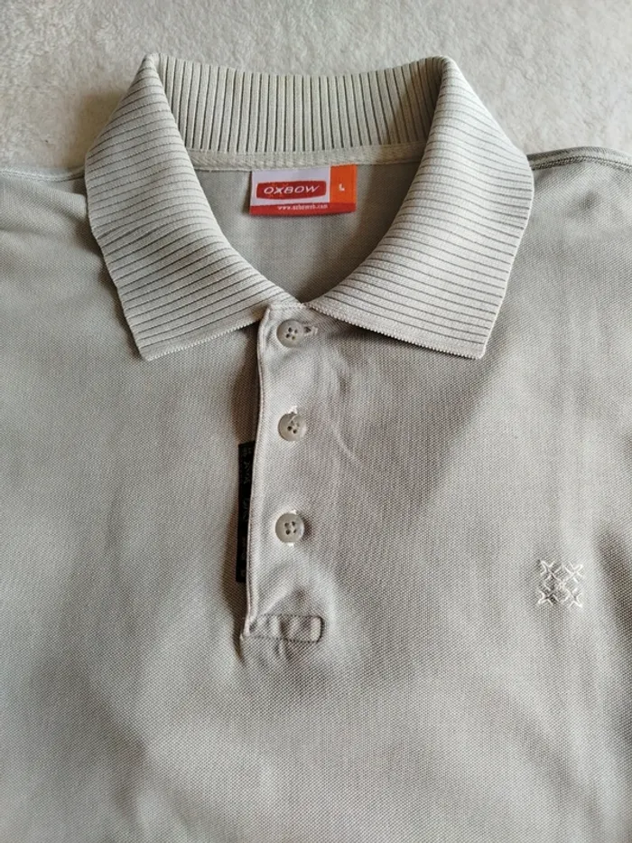 Polo vintage homme gris clair Oxbow taille L - photo numéro 3