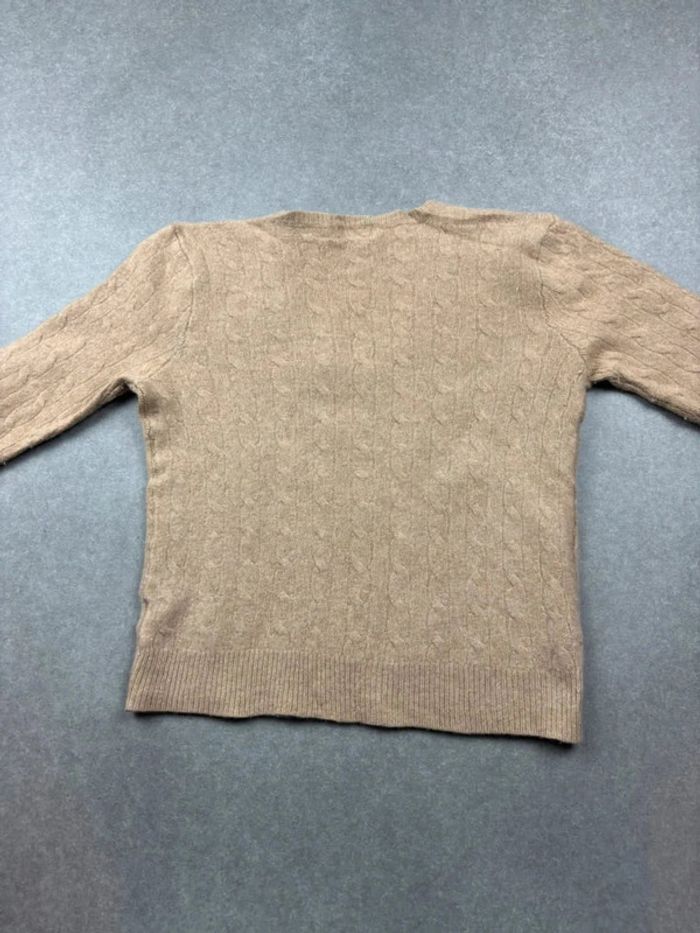 Pull d’hiver torsadé Ralph Lauren en laine et cachemire beige col V taille XS - photo numéro 3