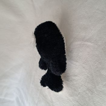 Doudou peluche baleine noire et blanc Daniel Jouvance Hauteur 6 cm Vintage 90's