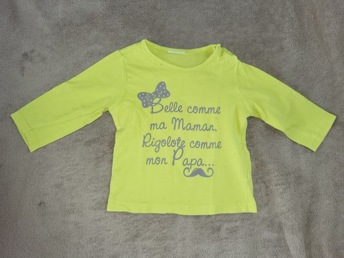 Lot de 4 t-shirts manches longues fille 9 mois - photo numéro 8