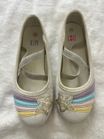 Ballerines à paillettes blanc fille - taille 28