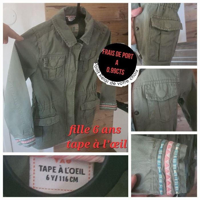 Veste  kaki tape à l'œil   fille 6 ans ( blouson, parka ,