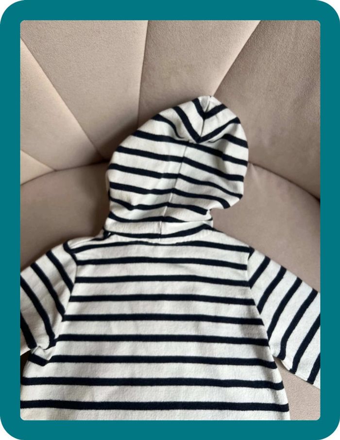 Sweat zippé à capuche marinière 12 mois - Petit Bateau - photo numéro 9