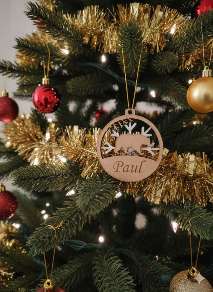 Boules de Noël en bois français personnalisé