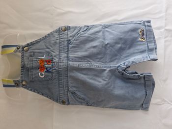 Salopette courte 24 mois Mots d’enfants Bleu clair Cool Kid citrouilles inscription Smile