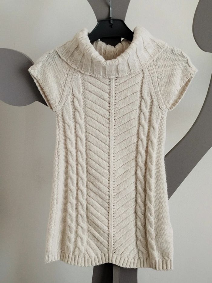 Robe pull col roulé manches courtes crème Orchestra taille 3 ans