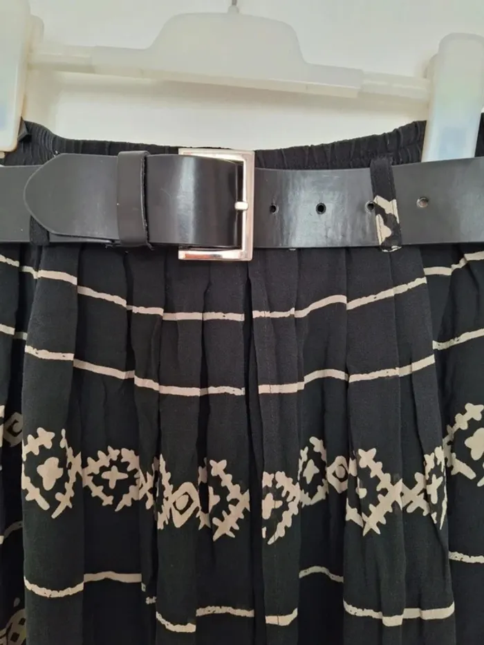 Jupe longue noire beige avec ceinture marc aurel taille 36 S - photo numéro 7