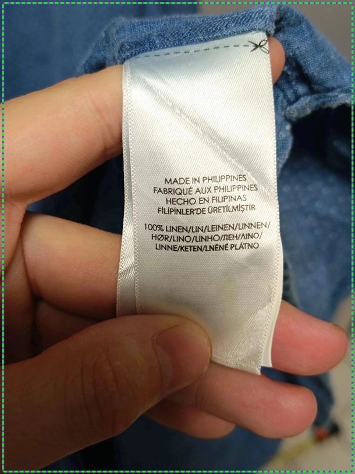 đ Chemise Ralph Lauren Slim Fit XXL â Lin bleu Ă pois â Vintage Y2K - photo numĂ©ro 7