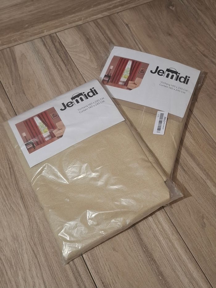 Rideau opaque œillets décoratif aspect lin polyester salon chambre beige