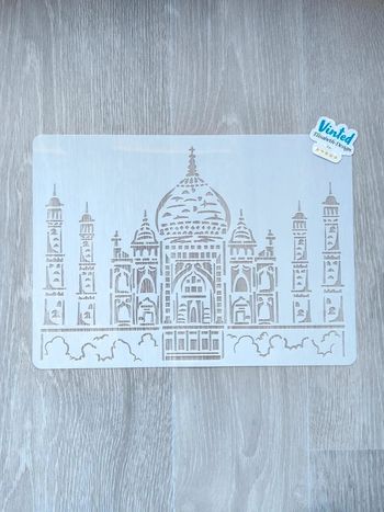 Grand Pochoir A4 du Taj Mahal en Inde