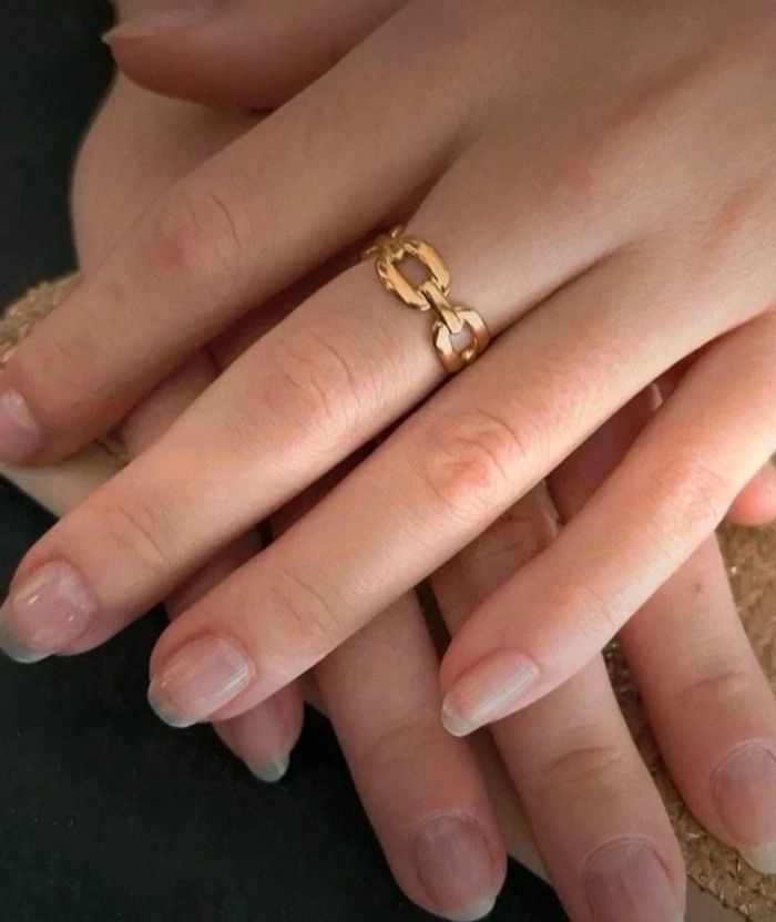 F92 bague acier inoxydable ajustable doré or tendance - photo numéro 3