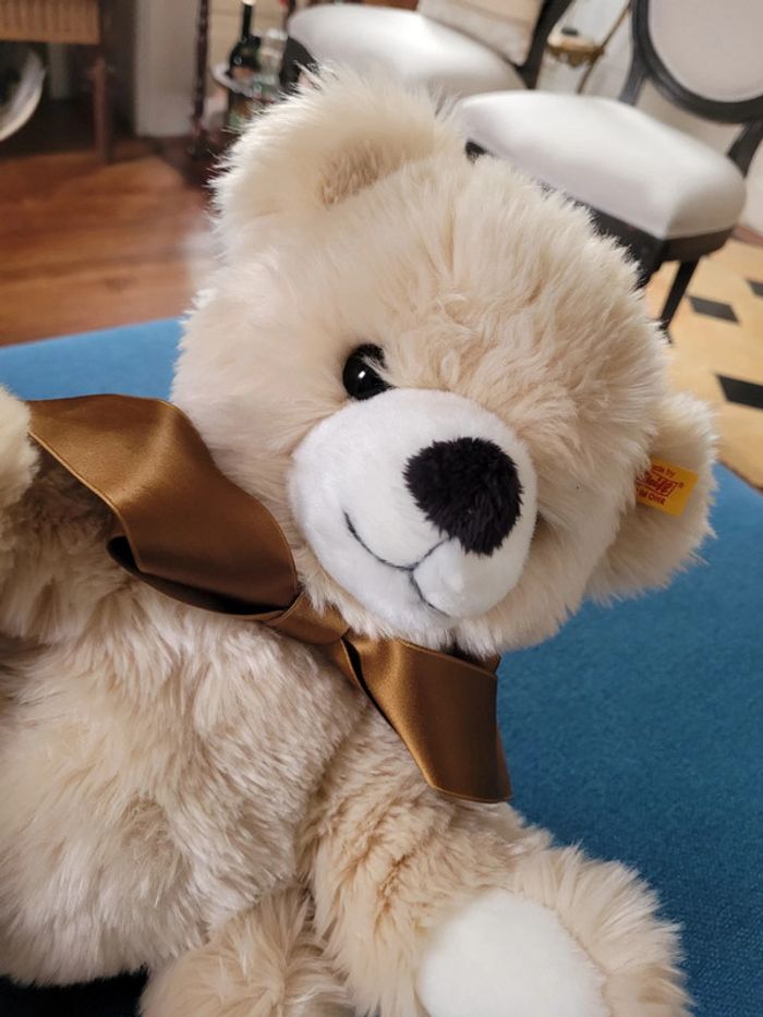 Grand Ours Steiff de collection 42cm noeud marron beige miel clair debout peluche - photo numéro 4