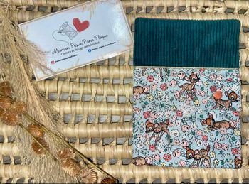 Protège carnet de santé en velours et tissu à motifs