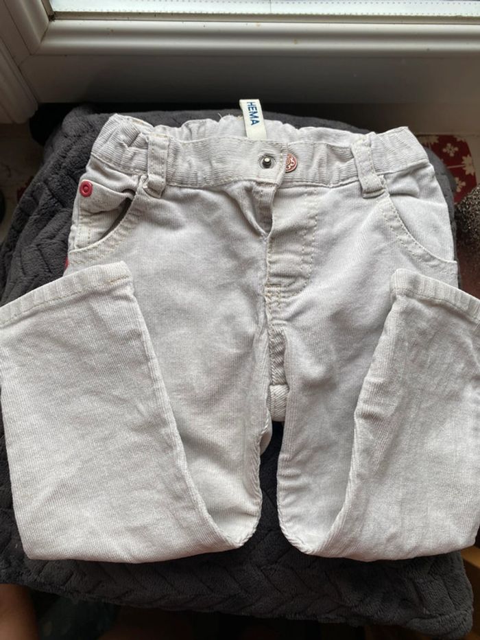 Jean crème velours pression 86cm 18-24m - photo numéro 2