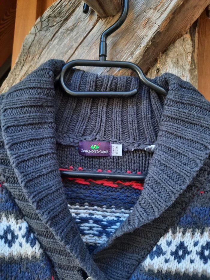 Superbe gilet long col châle, grosse maille, Sergent Major, 10 ans - photo numéro 4