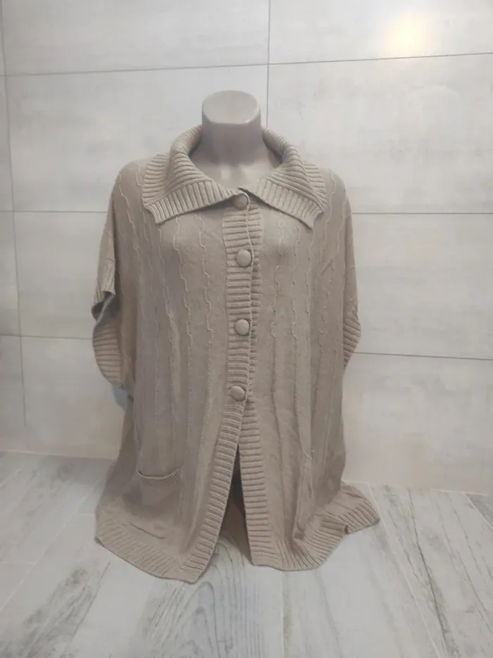 Cute beige long cardigan - Via Appi Due - size 4XL - photo numéro 2