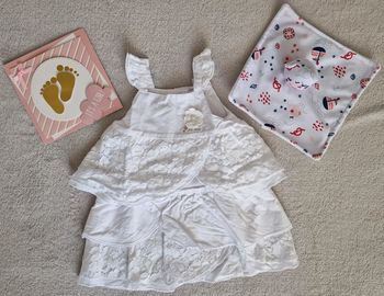Robe blanche à volant P'tit Bisou 6M (neuve)