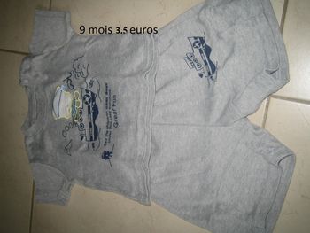 ensemble short tee shirt été 9/12 mois
