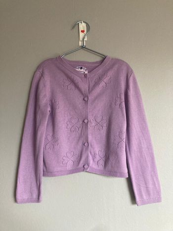 Gilet Fille Sergent Major 6 Ans (116 cm) Mauve - Motif Trèfle Ajouré