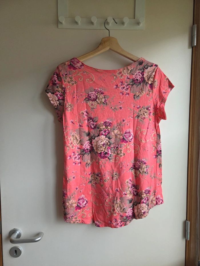 T-shirt fleuri corail made in italy - taille m - photo numéro 4