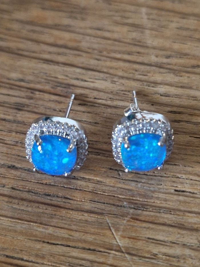Boucle d'oreille opale bleue s925 en argent - photo numéro 6