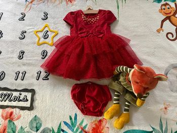 Robe de princesse rouge Minnie Disney de Noël 6-9 mois