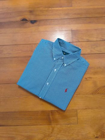 Chemise à carreaux - Ralph Lauren - Logo brodé rouge - Bleu foncé, blanc - Taille M